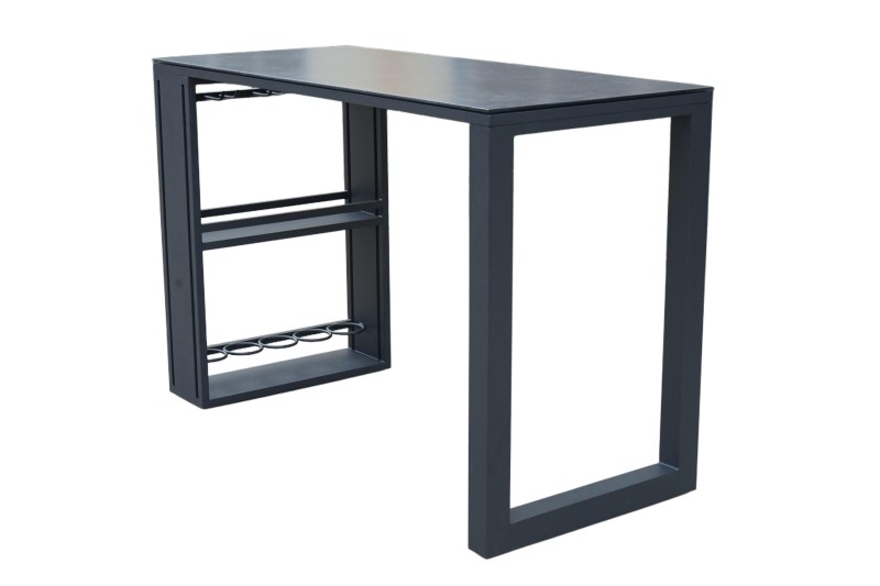 All-Aluminum Outdoor Bar Table With Storage Rack