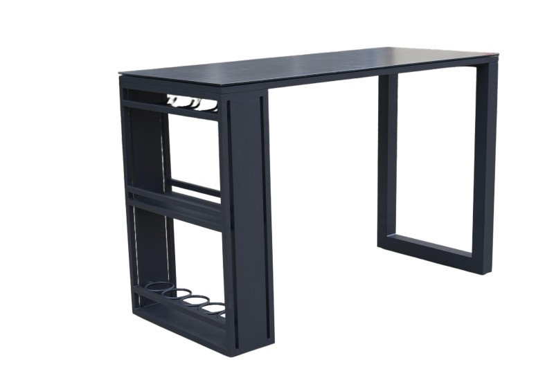 All-Aluminum Outdoor Bar Table With Storage Rack