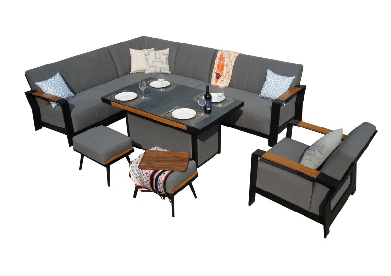Corner Sofa Set With Teak Armrests