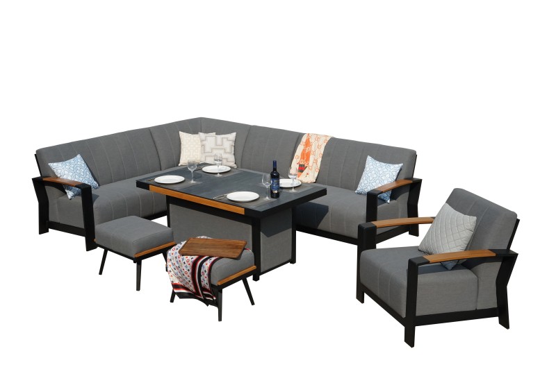 Corner Sofa Set With Teak Armrests