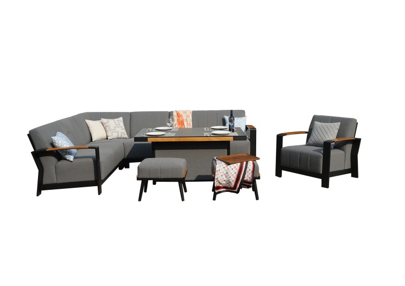 Corner Sofa Set With Teak Armrests