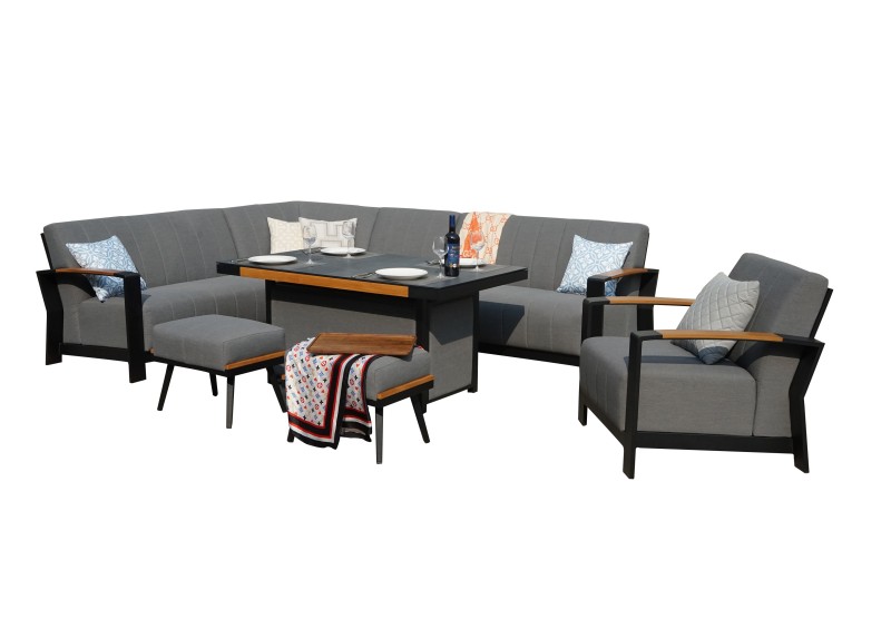 Corner Sofa Set With Teak Armrests
