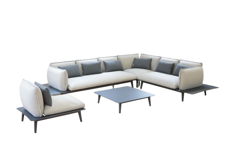 L Shape Fabric Sofa Set