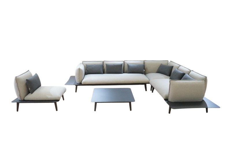 L Shape Fabric Sofa Set