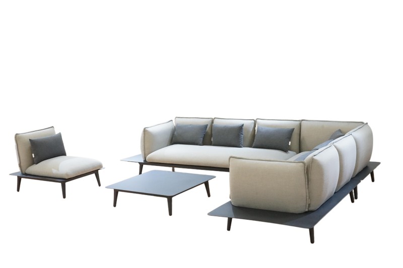 L Shape Fabric Sofa Set