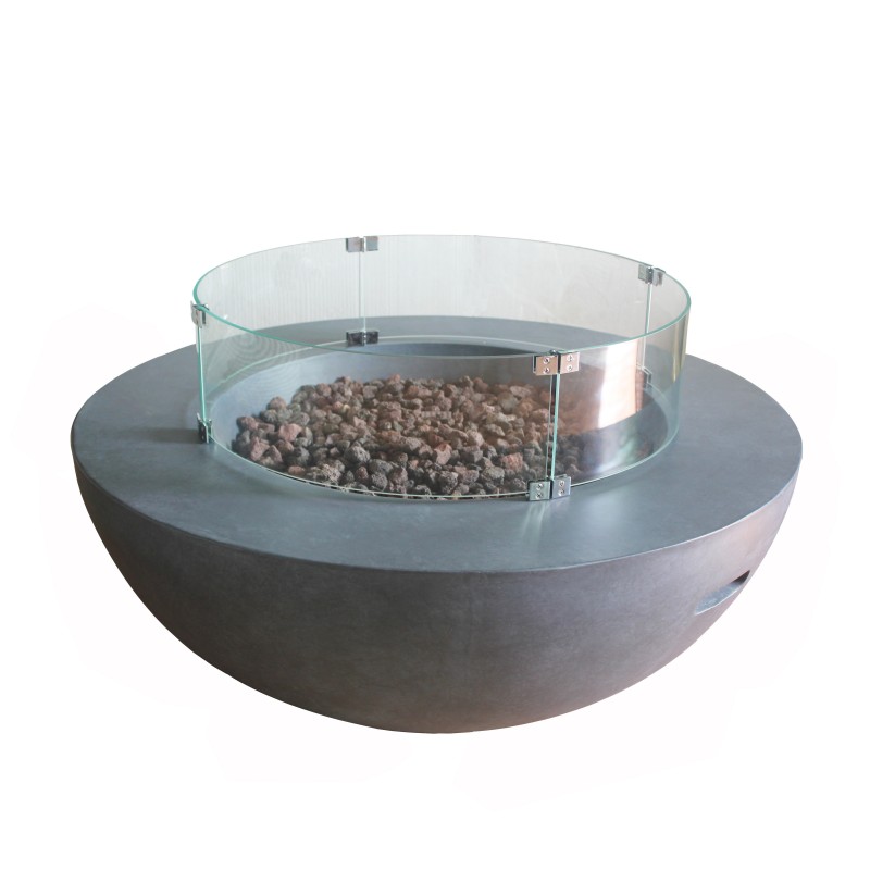 Half-Round Table With Round Fire Pit