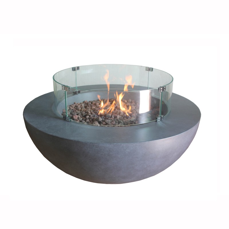Half-Round Table With Round Fire Pit