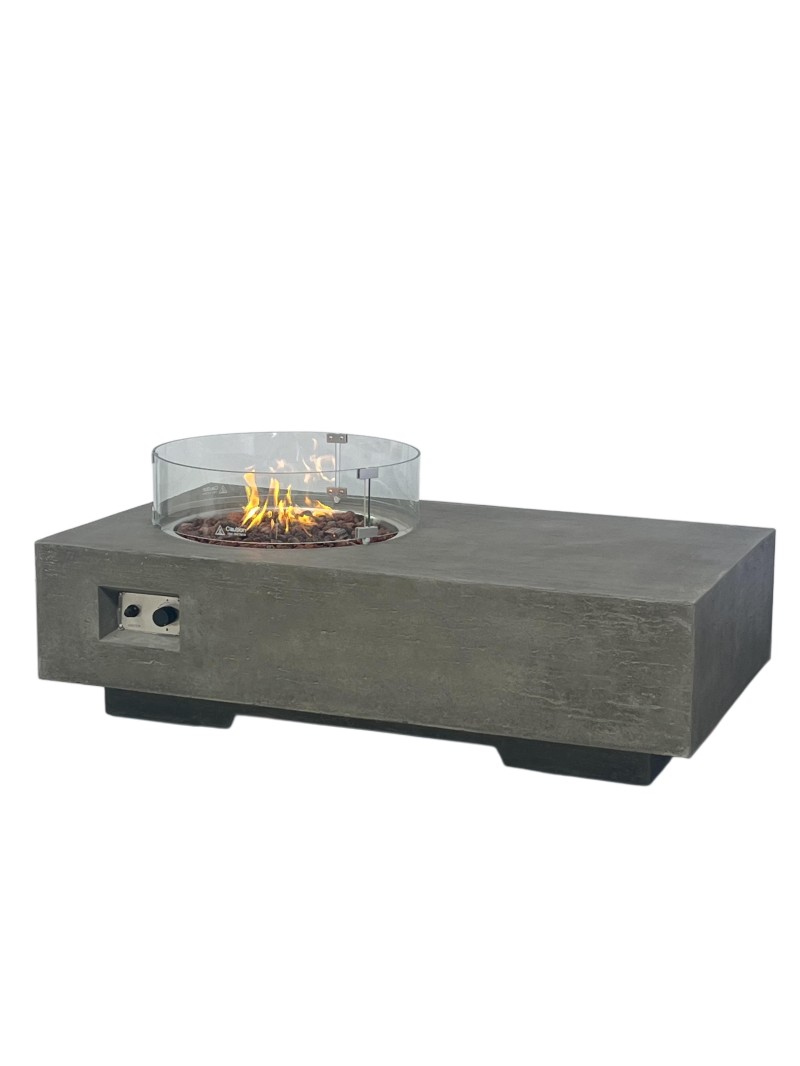 Rectangular Table With Round Fire Pit