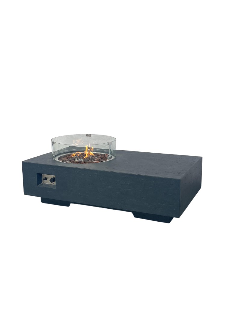 Rectangular Table With Round Fire Pit