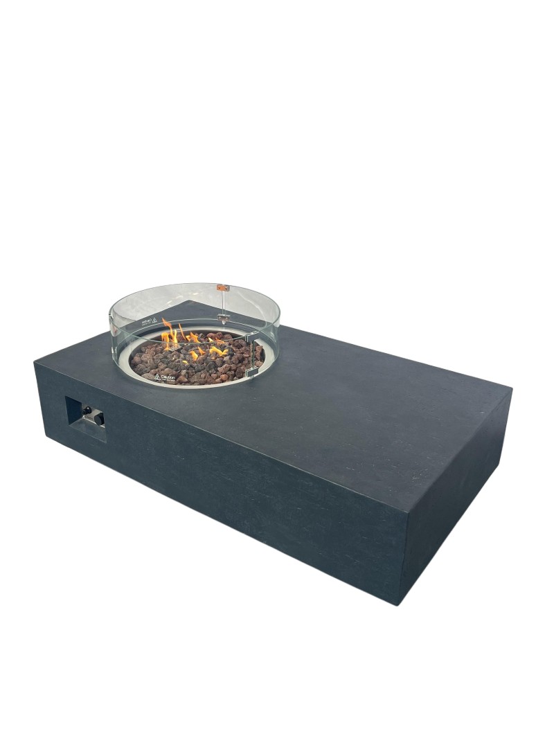 Rectangular Table With Round Fire Pit