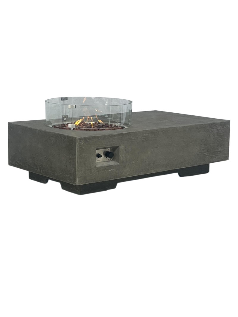 Rectangular Table With Round Fire Pit