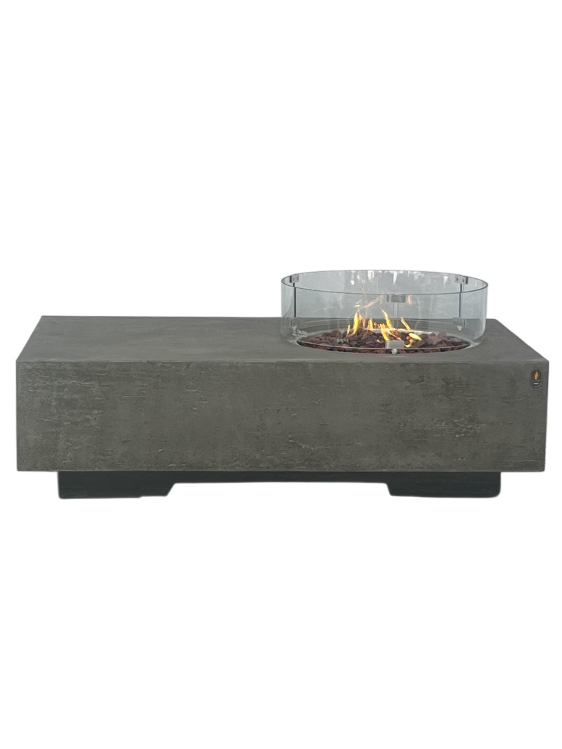 Rectangular Table With Round Fire Pit